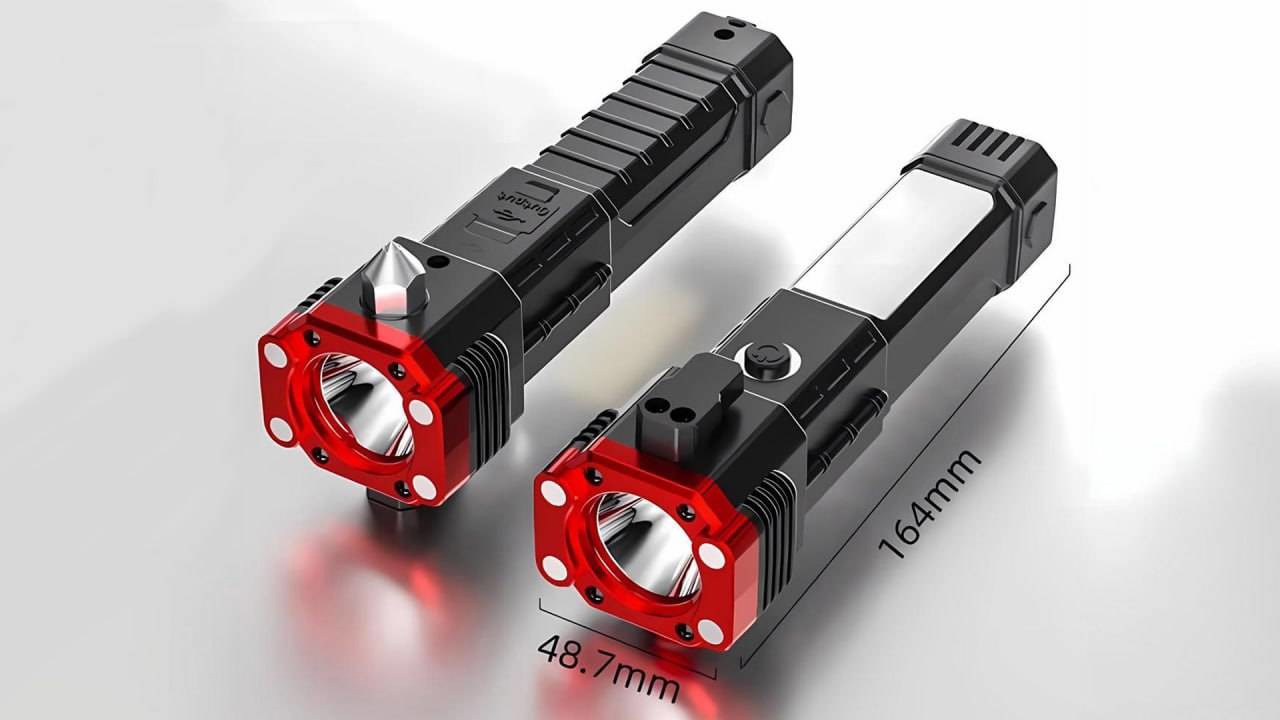 چراغ قوه ۸ کاره پاور بانک، چراغ قوه، شیشه شکن و ...