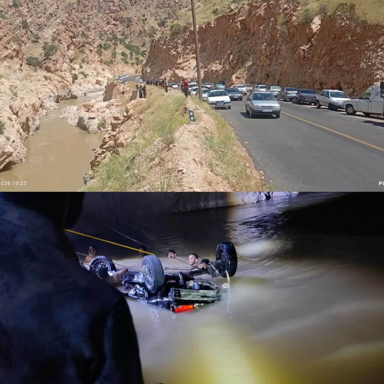 سقوط مرگبار خودرو به رودخانه کشکان در لرستان