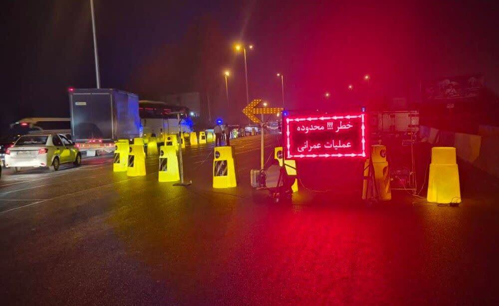آغاز عملیات لکه‌گیری و روکش آسفالت شبانه در آزادراه تهران-کرج-قزوین