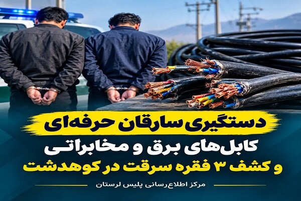 دستگیری دو سارق کابل‌های برق و مخابراتی در کوهدشت